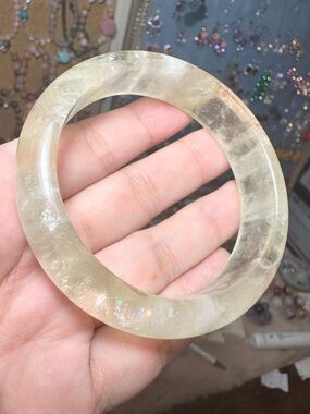 Yellow Citrine Crystal Bangle Bracelet Size 56.8